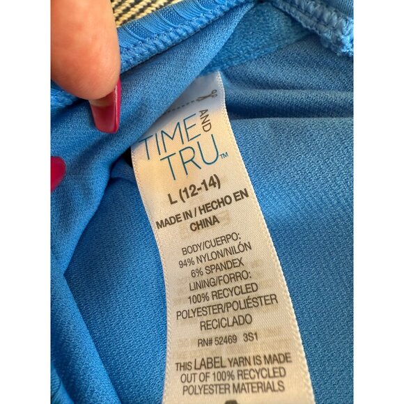 NWT Time And Tru Womens Ribbed Blue Bralette With Adjustable Straps & Front Cut- - Picture 4 of 8